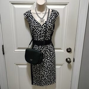 London Times Monochrome Polka Dot Midi Dress